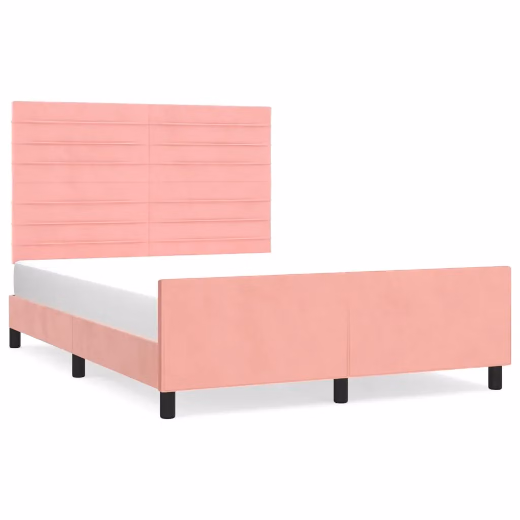 vidaXL Giroletto con Testiera in Velluto Rosa, L/P/H: 140 x 200 x 128 cm – 2
