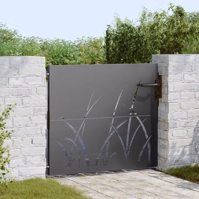 Cancello singolo da giardino vidaXL in acciaio nero L: 85 cm, H: 100 cm – 1