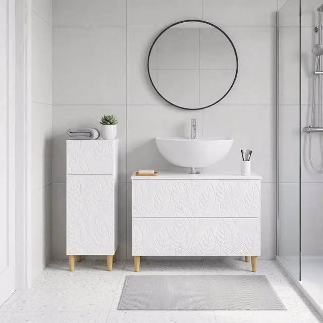 Set di Armadi da Bagno da 2 Pezzi DELFT Bianco Lucido 3417706