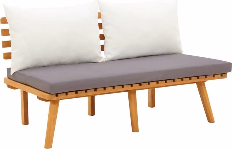 Panca da Giardino con Cuscini 115 cm in Legno Massello Acacia