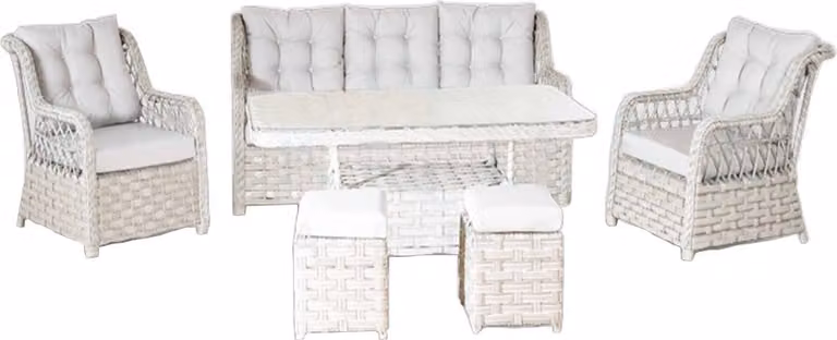 Gartenmöbel Sofagarnitur Tisch Hocker Sessel Veranda Sitzgruppen Esstisch Sofa
