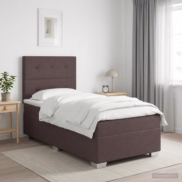 vidaXL Letto box spring moderno con materasso a molle insacchettate e illuminazione sottostante, L/P: 100 x 200 cm, Marrone Scuro