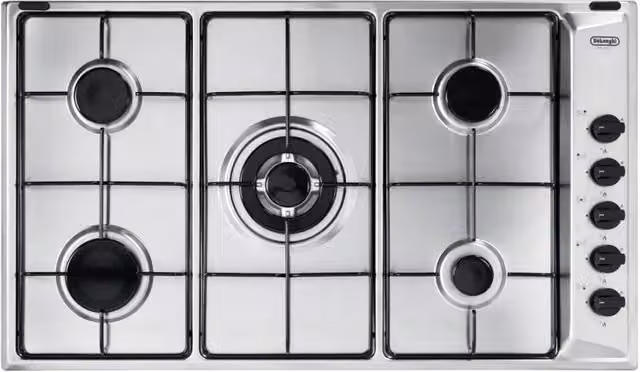 DE LONGHI YAL59DD PIANO COTTURA DA INCASSO 90CM 5 FUOCHI A GAS INOX