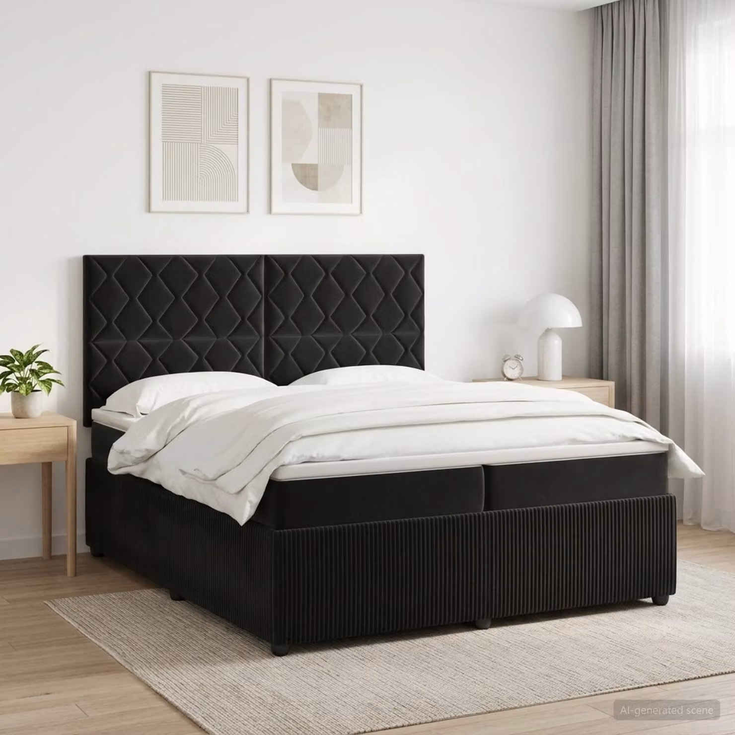 Letto box spring con materasso vidaXL in velluto nero L/P: 200 x 200 cm