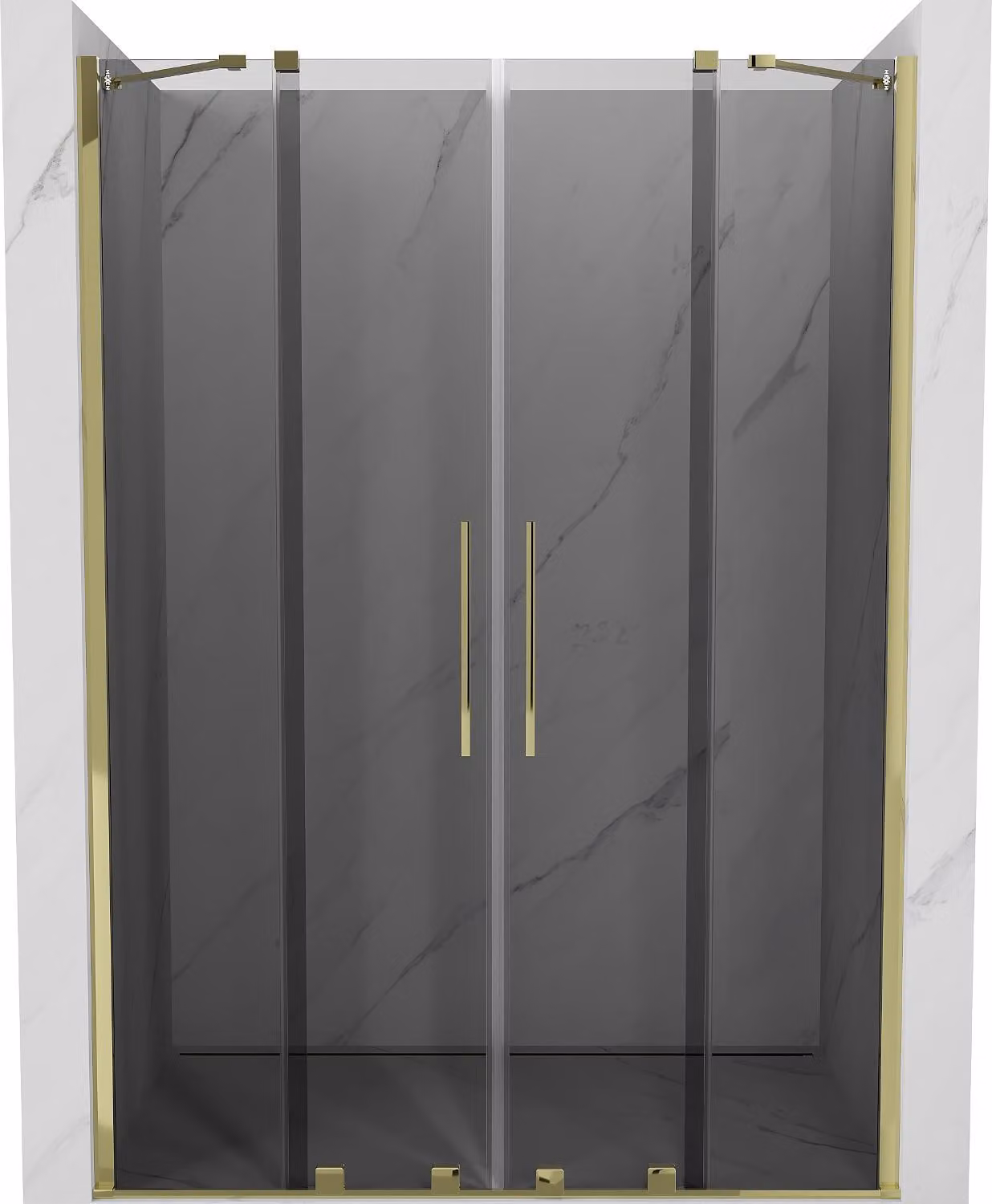 Mexen Velar Duo porte doccia scorrevoli 160 cm, grafite, oro - 871-160-000-42-50