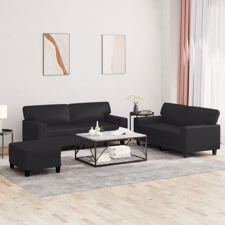 Maison Exclusive - Set divano 3 pezzi in ecopelle nera