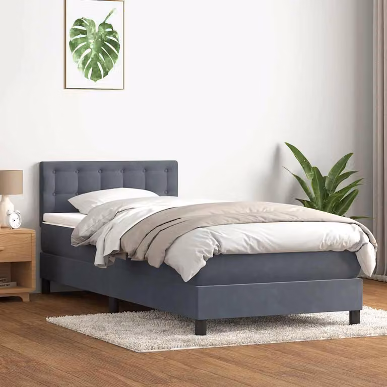 vidaXL Giroletto a Molle con Materasso in Velluto Grigio e Bianco L: 80 cm, P: 223 cm