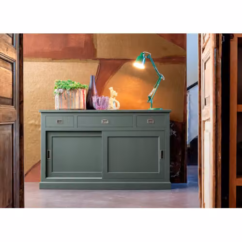Credenza in legno classica ante scorrevoli e cassetti English