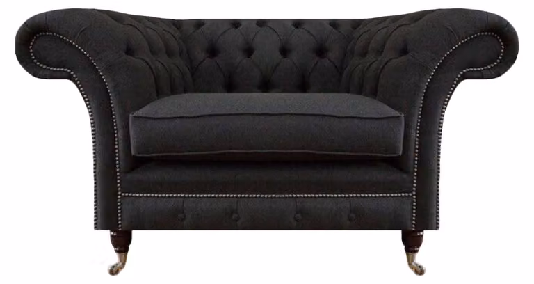 Luxuriöser Schwarzer Chesterfield Einsitzer Wohnzimmer Polster Sessel