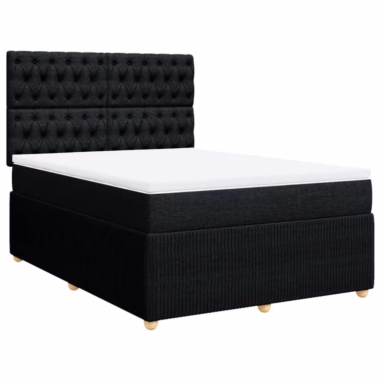 Giroletto a Molle con Materasso Nero 140x200 cm in Tessuto