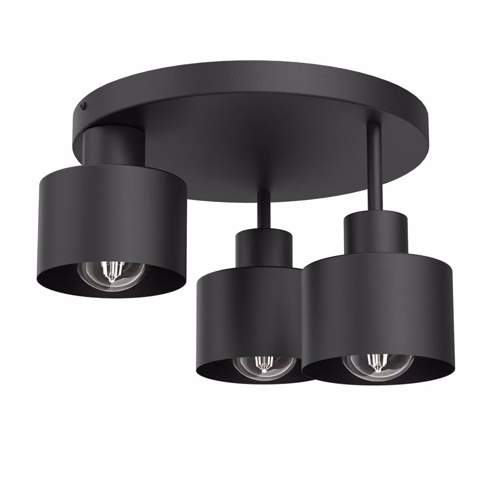 Lampada da soffitto rotonda nera 3 paralumi Parkla 3xE27 15W Luminex