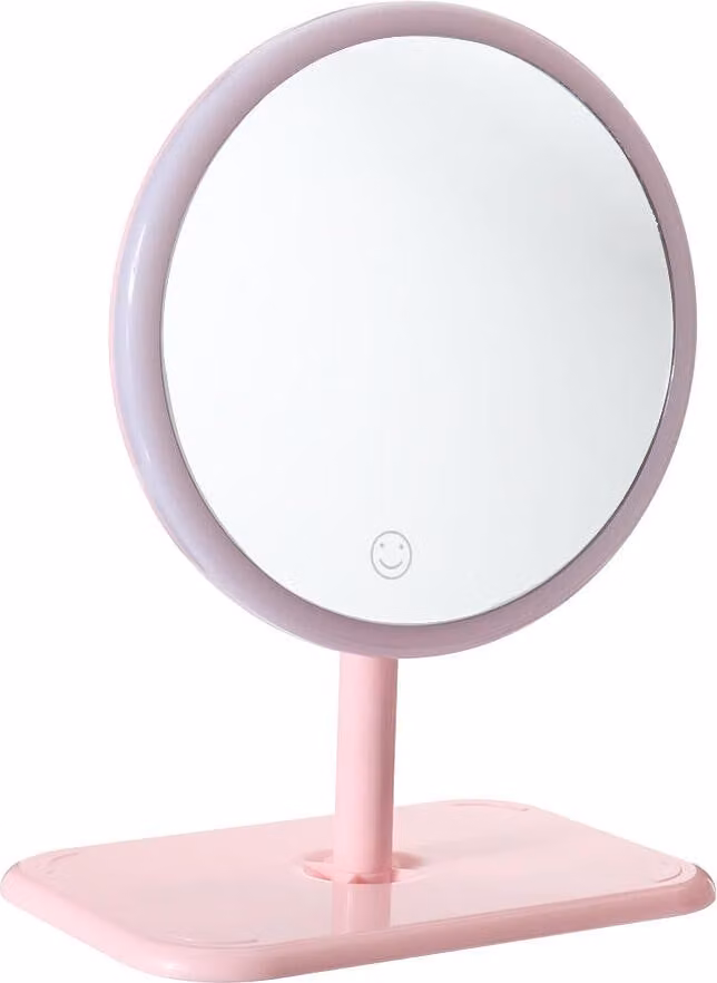 Specchio da trucco portatile flessibile USB Luce LED Base di stoccaggio dimmerabile al tatto - Bianco