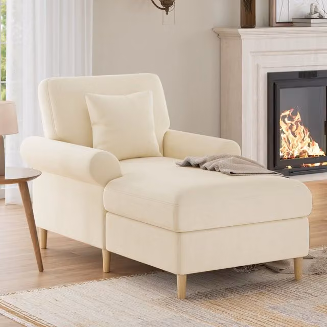 Poltrona reclinabile singola MIVRAY in velluto beige con braccioli e cuscini removibili