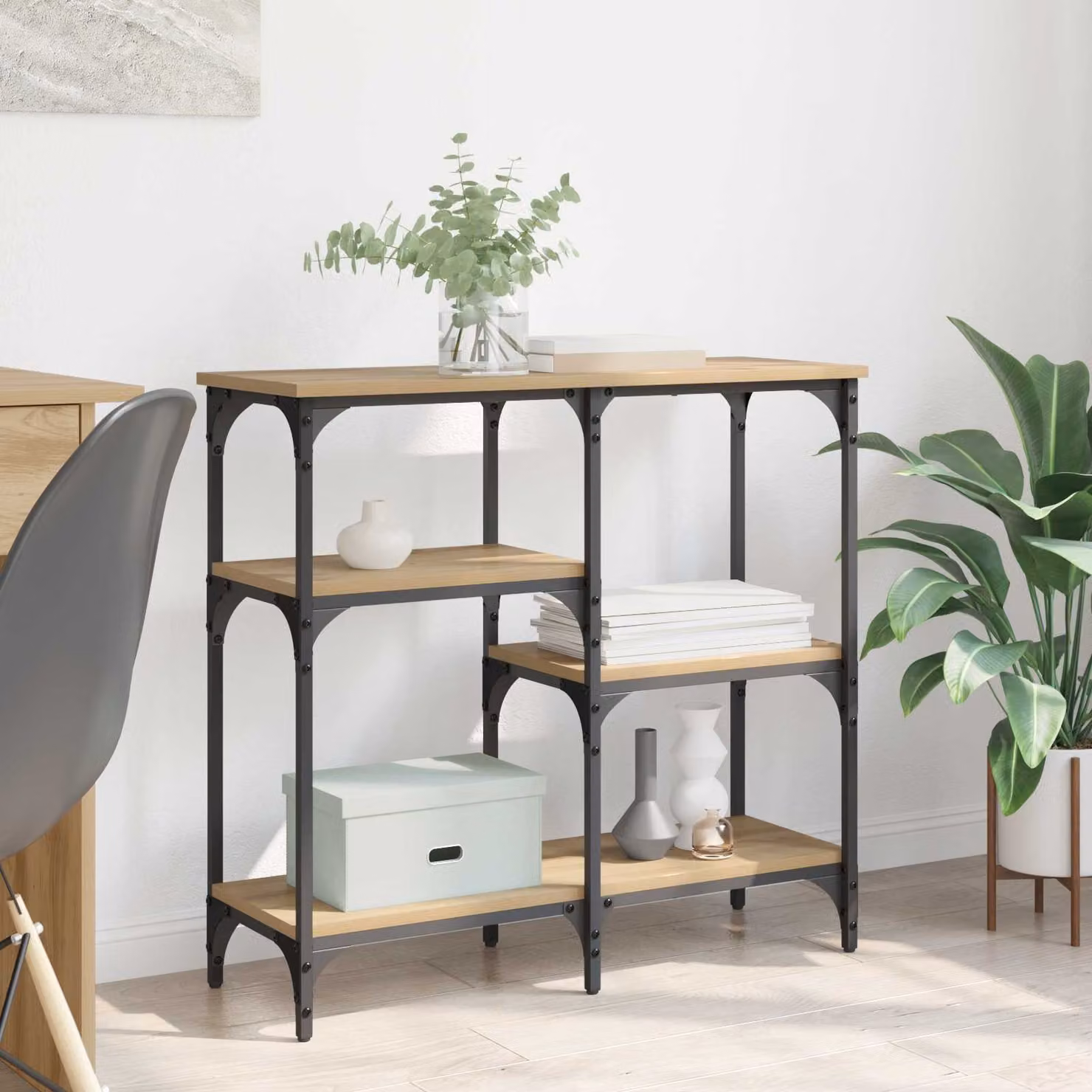 vidaXL Tavolo consolle in stile industriale marrone L: 80 cm, P: 29 cm, H: 75 cm
