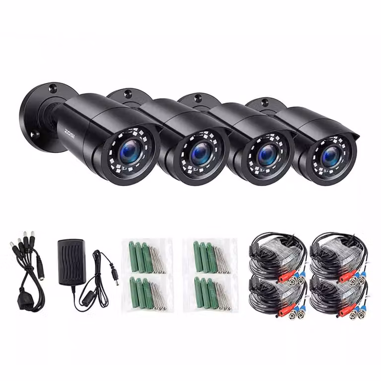 Telecamere di sicurezza ZOSI, risoluzione HD 1080P, design impermeabile, nero