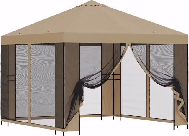 Gazebo | Pergolato da giardino con pareti laterali 3 x 3 m Beige