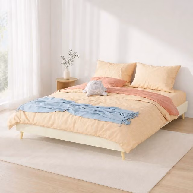 Struttura letto 160 × 200 cm beige in velluto olandese e metallo con schienale regolabile moderno