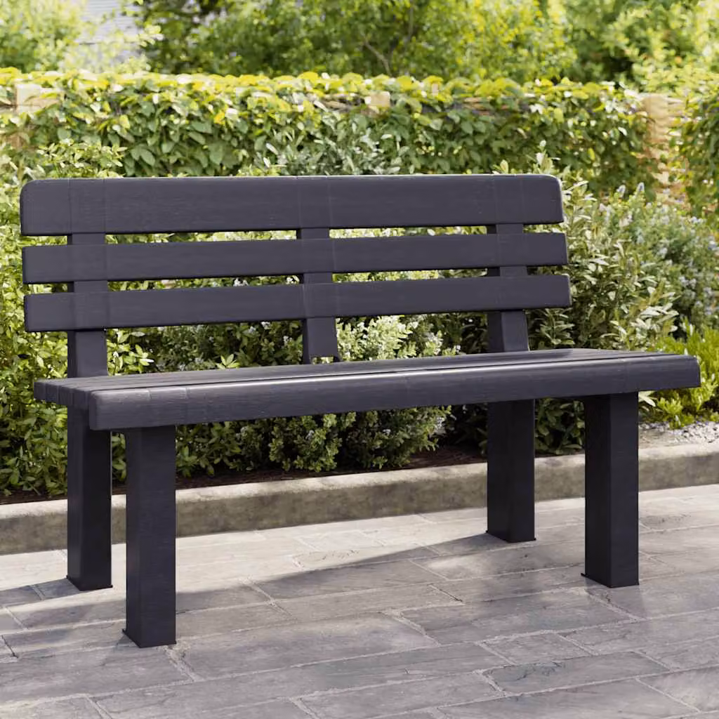 Panchina da giardino moderna vidaXL in polipropilene colore antracite L 110 x P 52 x H 71 cm