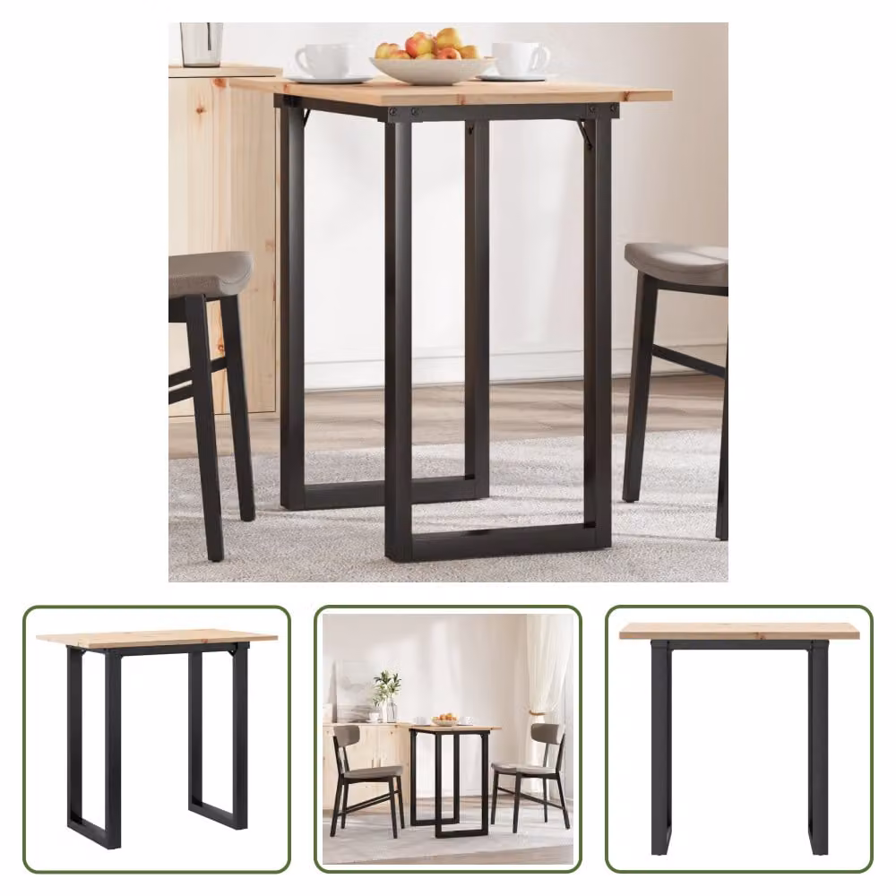 The Living Store Tavolo da pranzo O-frame 80x50x75,5 cm in pino massiccio e ghisa