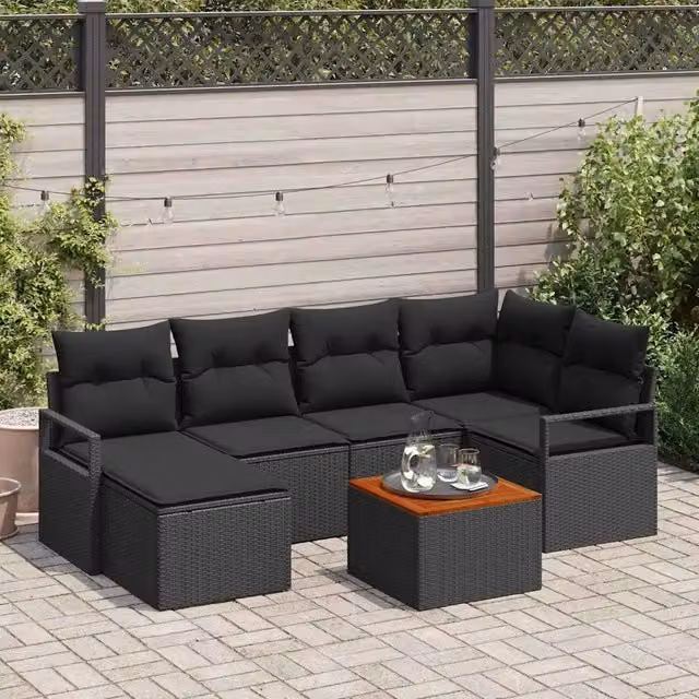 Set Divano da Giardino 7 pz Nero polyrattan 3347730