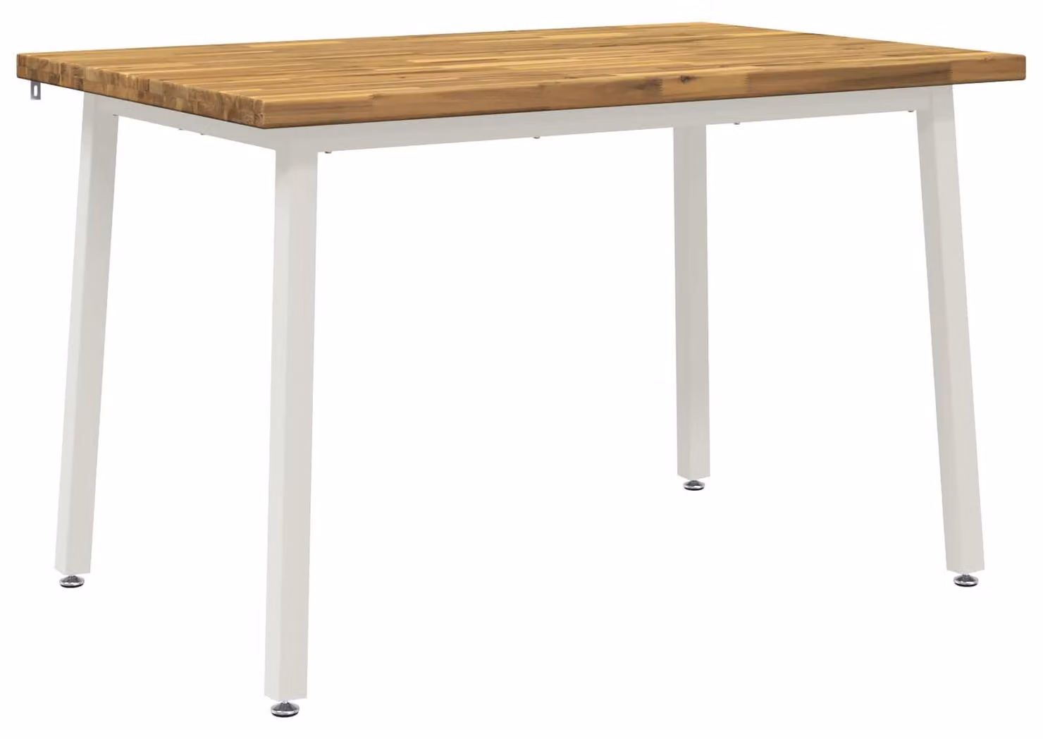 120 x 70 x 75 cm. Struttura in legno massello di acacia, finitura bianca, angoli retti