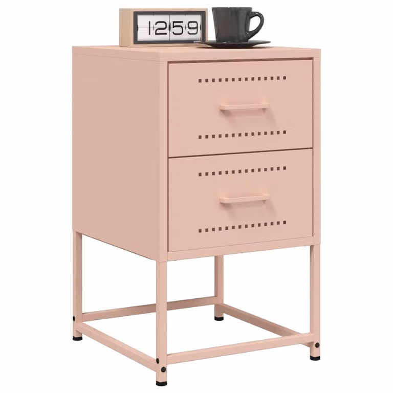 Set di 2 comodini vidaXL in metallo rosa con design industriale, da appendere al muro, L: 36 cm, P: 39 cm, H: 60,5 cm