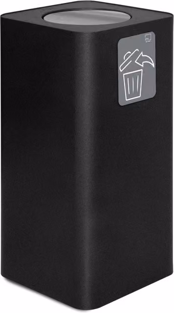 Pattumiera Per Raccolta Rifiuti 38x38xh80 cm In Acciaio Verniciato con Coperchio Basculante Nero