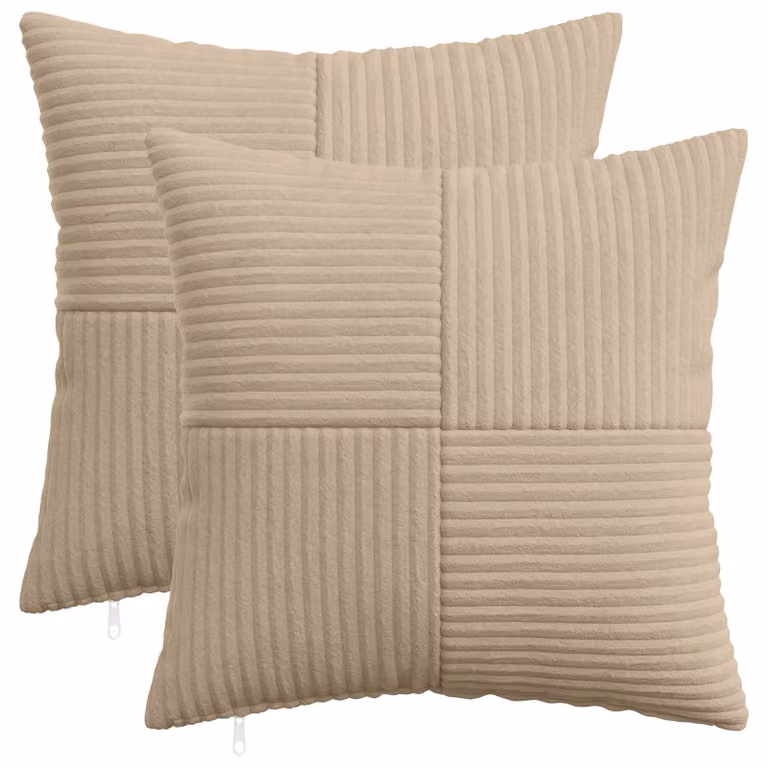Set di 2 federe vidaXL ALMELO in velluto a coste, colore tortora, 40 x 40 cm