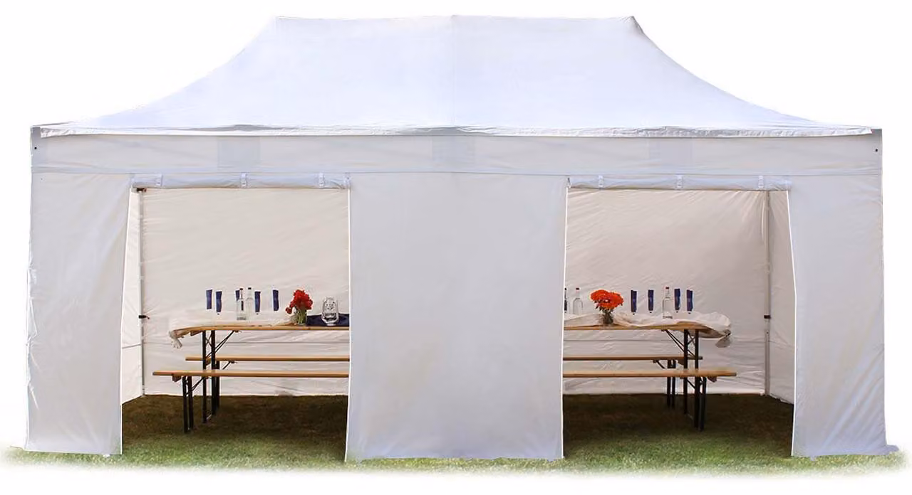 TOOLPORT 3x6m gazebo pieghevole con laterali, PREMIUM acciaio, bianco