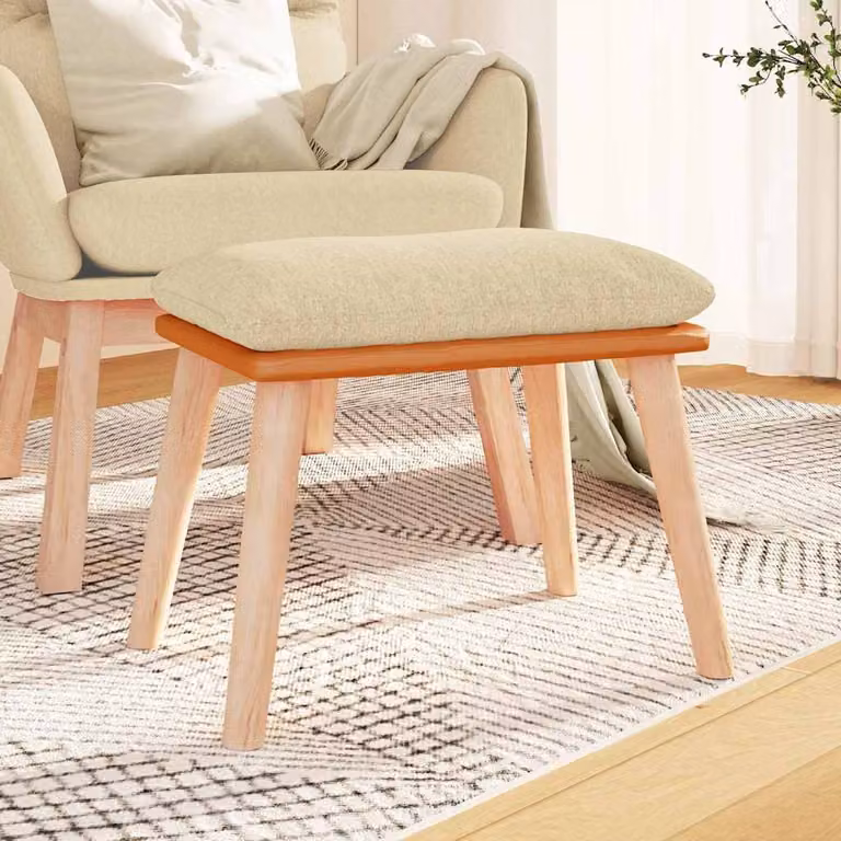 Poggiapiedi vidaXL Beige in Tessuto e Similpelle L: 45 cm, P: 29,5 cm, H: 35 cm