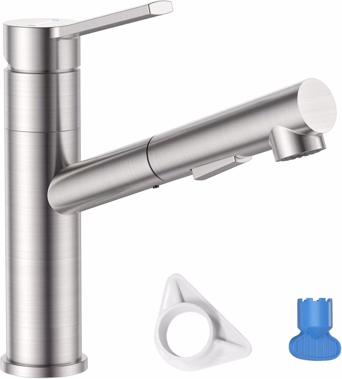 Miscelatore da cucina in acciaio inossidabile 304, con doccetta estraibile da 50 cm, girevole a 120°, monocomando, con due tipi di getto, adatto per