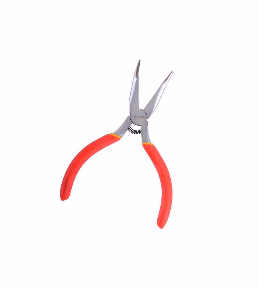 Pinza Mini a Becchi Lunghi Tondi Piegati in Acciaio Inox e Cromo Vanadio Colore Rosso Altezza: 11 cm