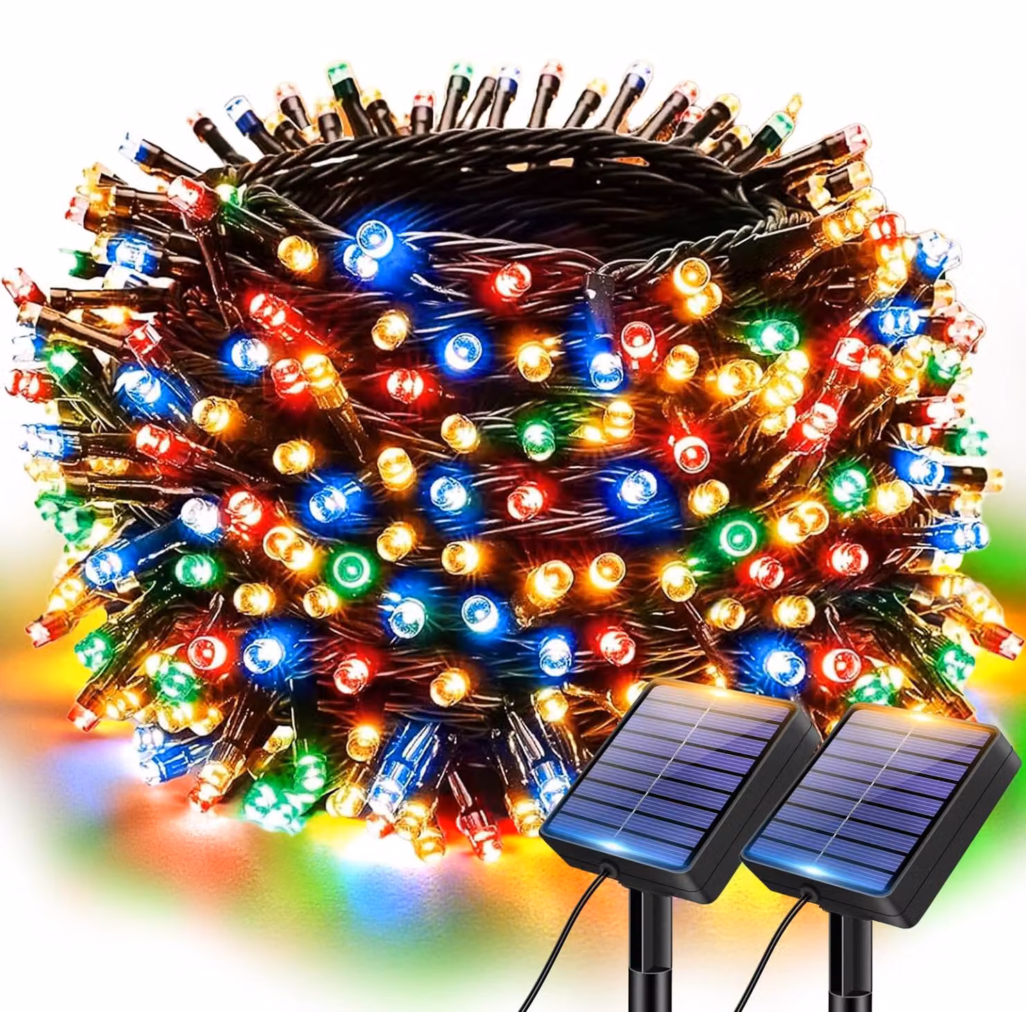 Catena luminosa solare, 6 metri, 60 LED, confezione da 2, grado di protezione IP65, 8 modalità