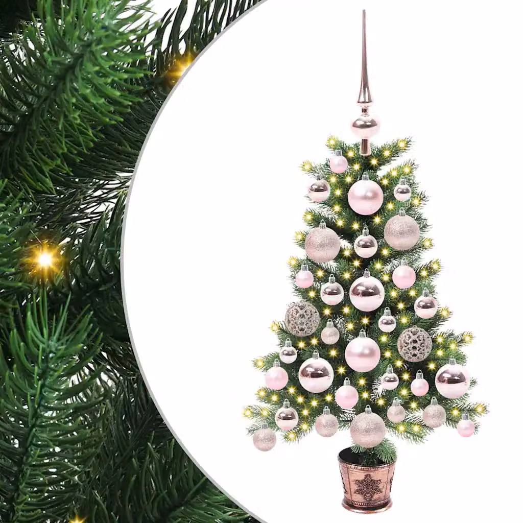 Albero di Natale a cono vidaXL con 150 LED luce bianca calda, Verde, Altezza: 65 cm