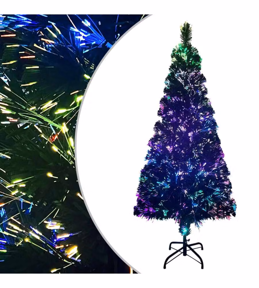 Albero di Natale con LED RGB e Fibra Ottica vidaXL, Verde, Altezza: 180 cm – 2
