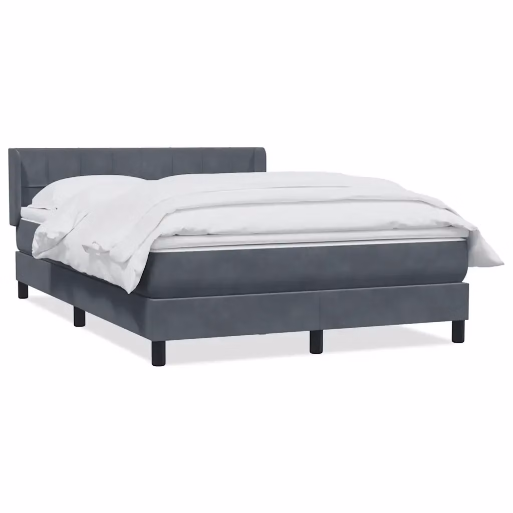 Letto Ibrido con Giroletto a Molle e Materasso vidaXL in Velluto Grigio e Bianco L: 163 cm, P: 213 cm, H: 88 cm – 2