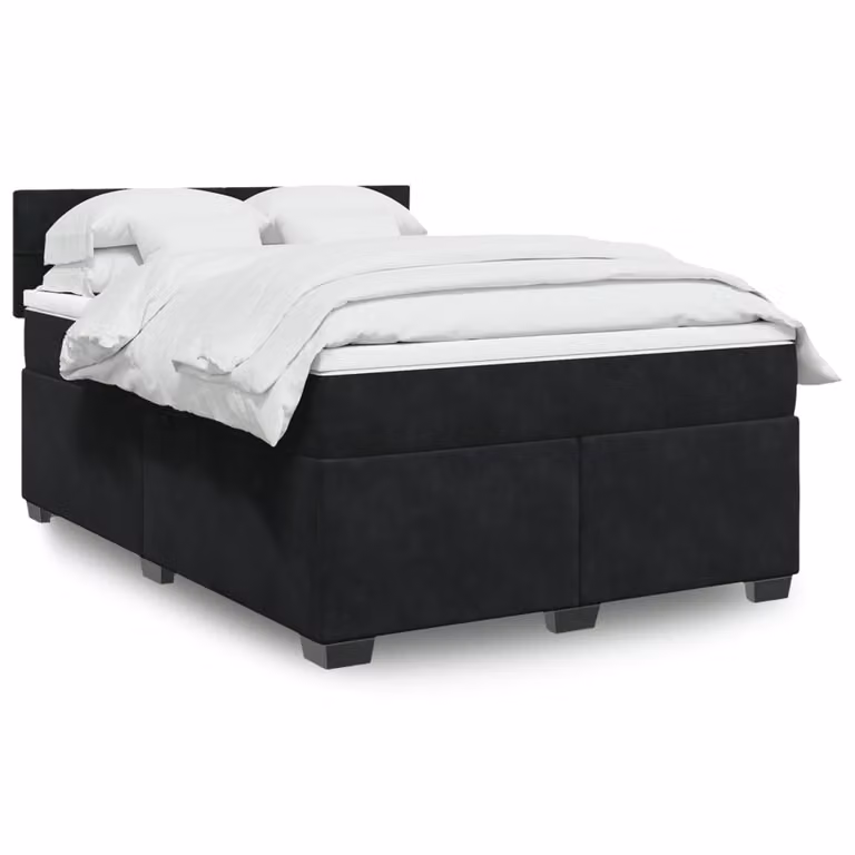 vidaXL Giroletto a Molle con Materasso in Velluto Nero L: 140 cm, P: 200 cm