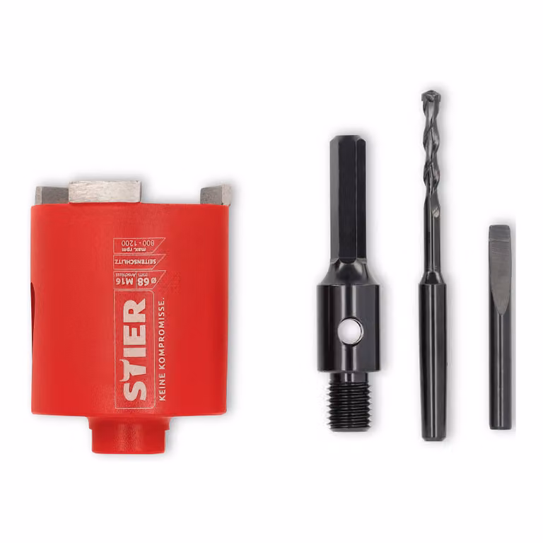 Set di svasatori diamantati STIER M16, esagono, diametro: 68 mm, profondità boro: 60 mm, punta per bussola, punta per bussola, carotatrice