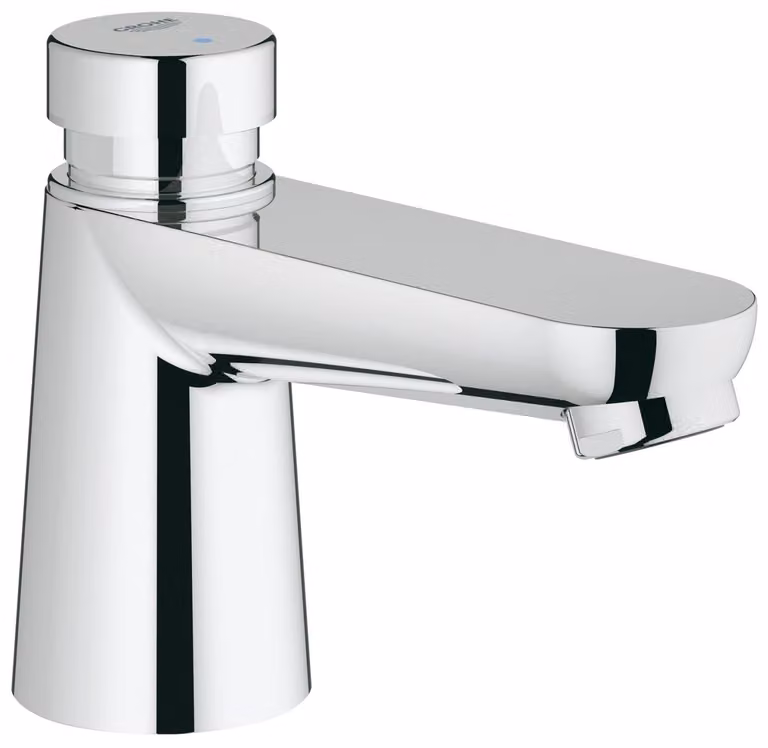 Rubinetto per lavabo con chiusura automatica, cromato, monoblocco, in ottone