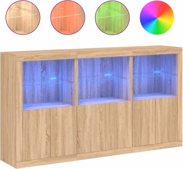 Credenza | Madia | Buffet da pranzo | Armadio da pranzo con Luci LED Rovere Sonoma 181,5x37x100 cm