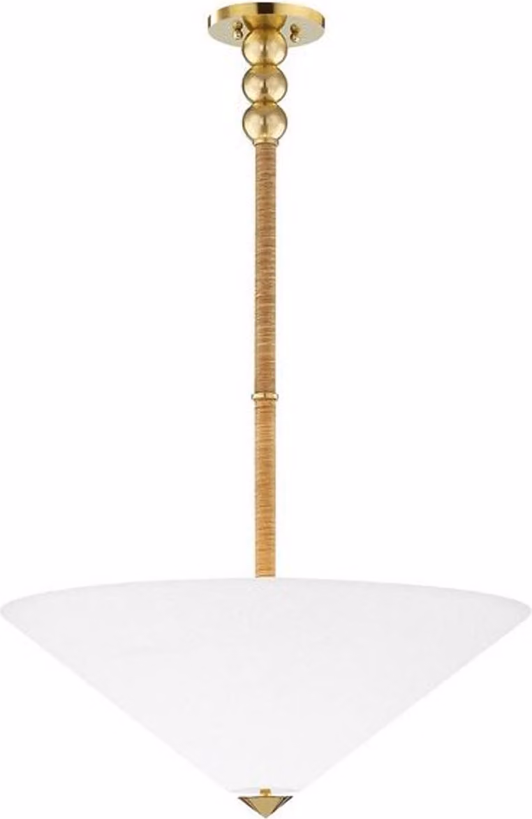 Casa Padrino lampada a sospensione in ottone antico / bianco Ø 61 x H. 57-126 cm - Lampada a sospensione con paralume rotondo in vetro