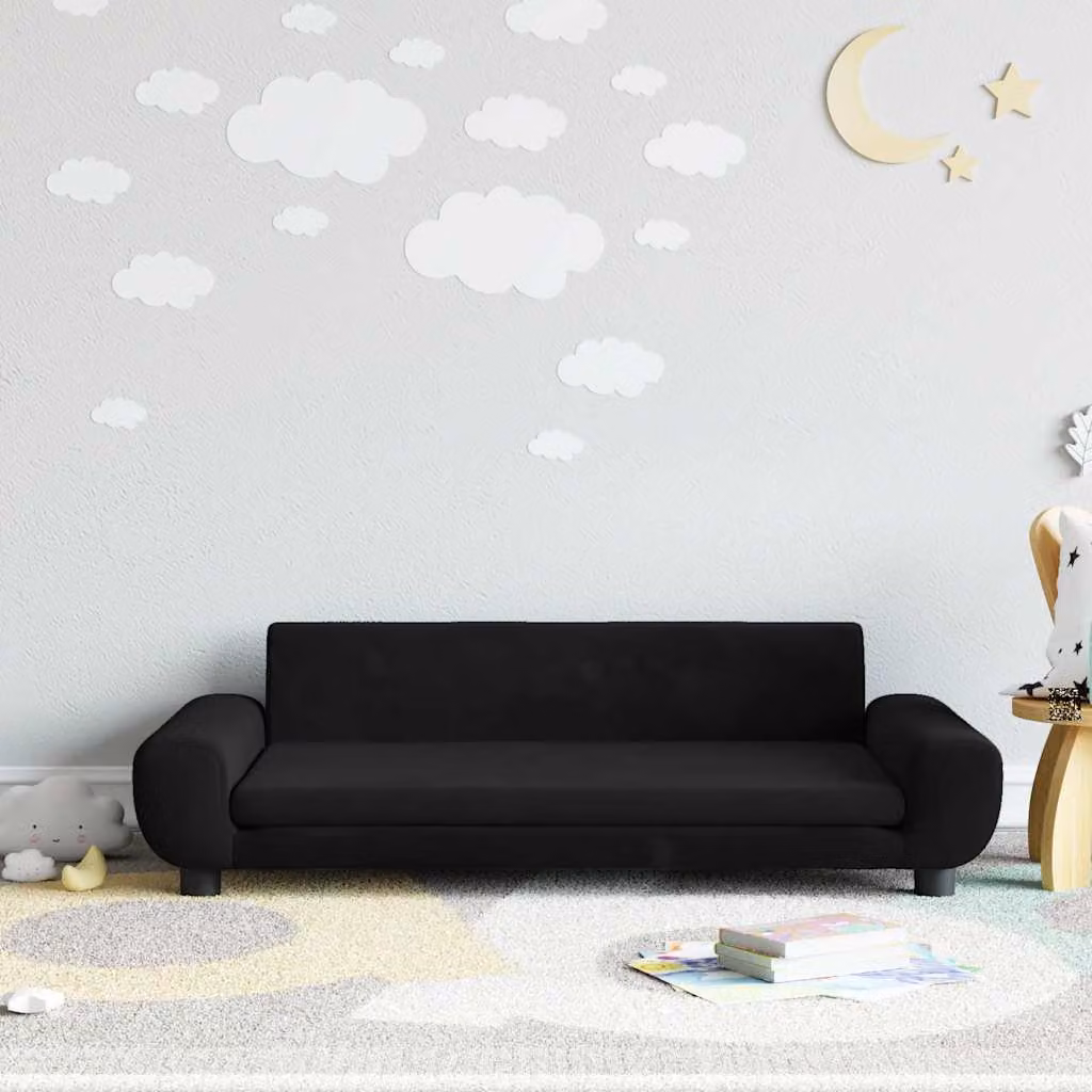 Divano per bambini vidaXL in velluto nero L: 100 cm, P: 54 cm, H: 33 cm