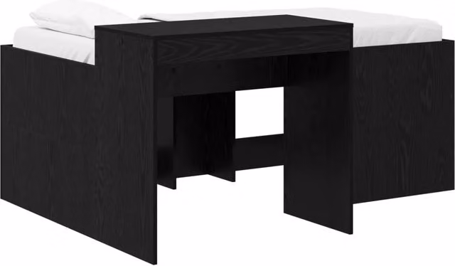 Letto alto per Bambini | Letto Infantile | Lettino con scrivania Nero Legno ingegnerizzato