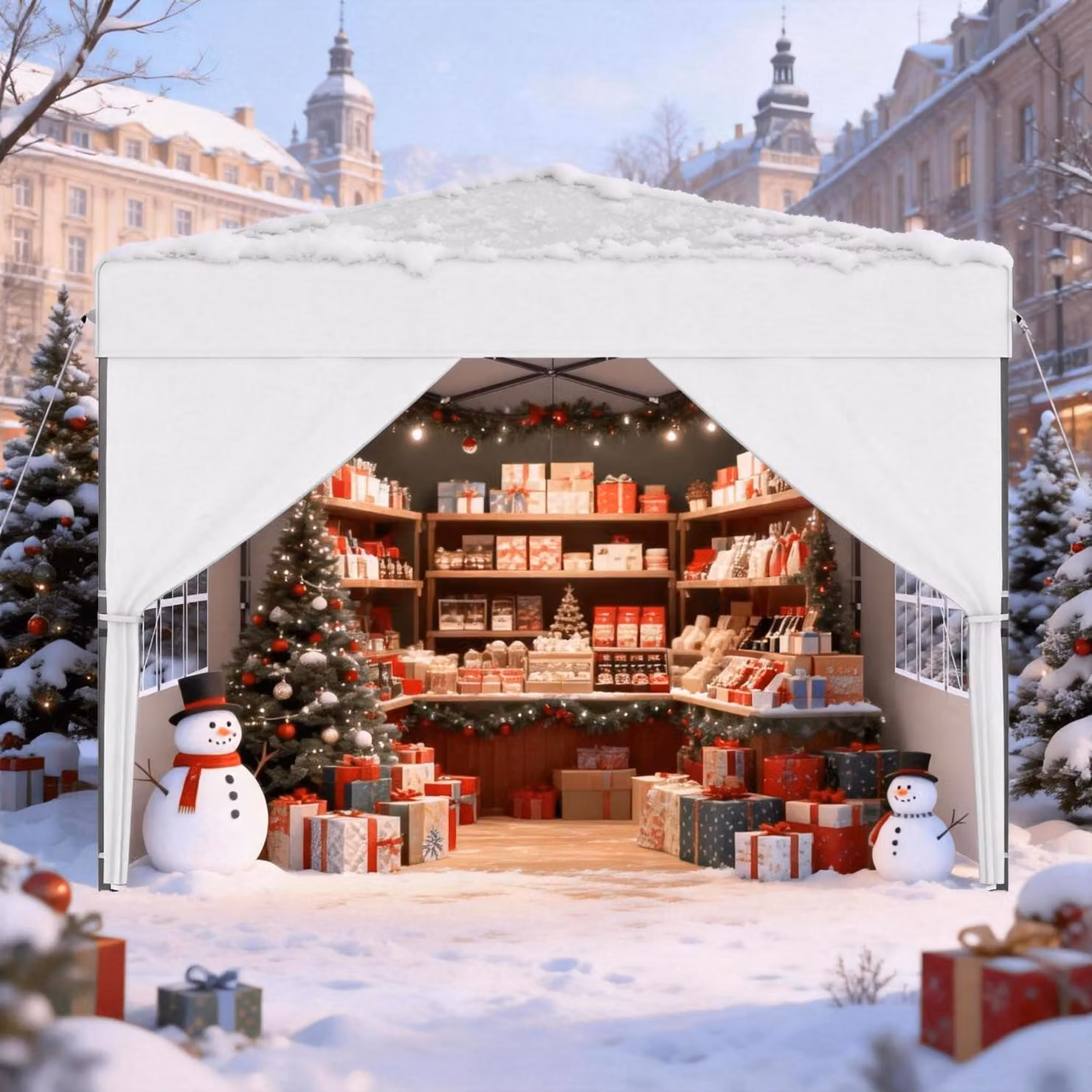 Gazebo da esterno, dimensioni 2,5x2,5 metri, impermeabile, stabile, con altezza regolabile e dotato di 4 pareti laterali, colore bianco