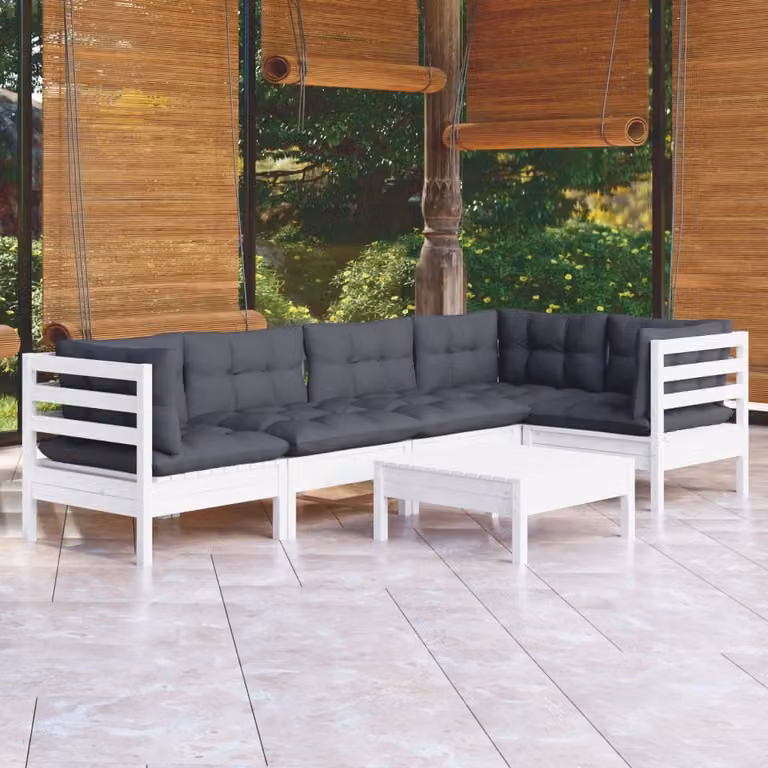 Maison Exclusive - Set Divani da Giardino 6 pz con Cuscini BiancLegno di Pino