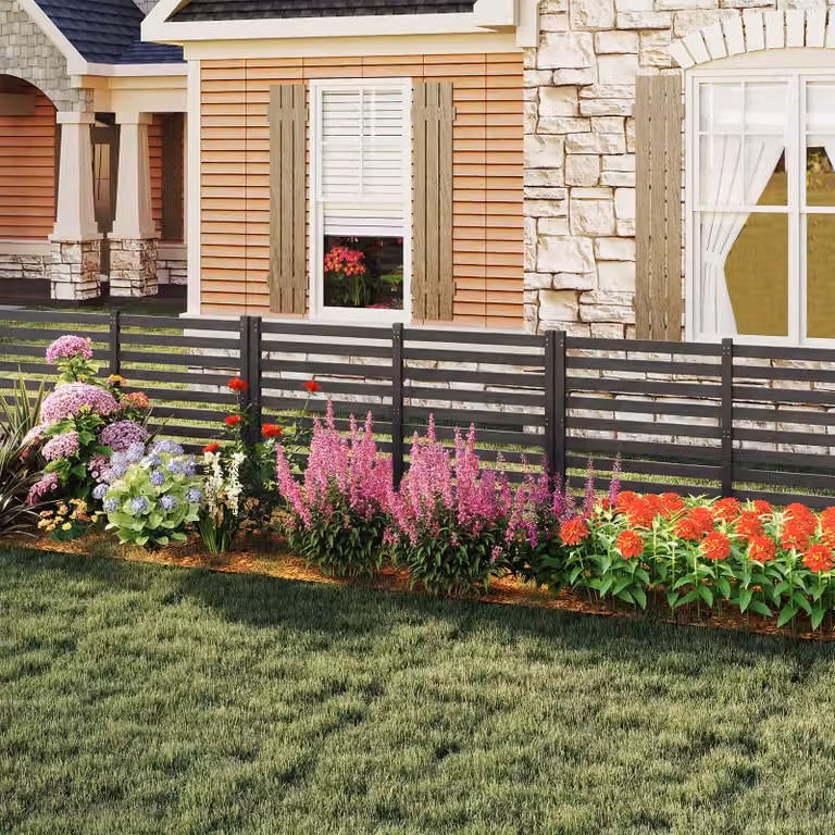 Set di 2 recinzioni da giardino modulari in legno massello Costway colore nero