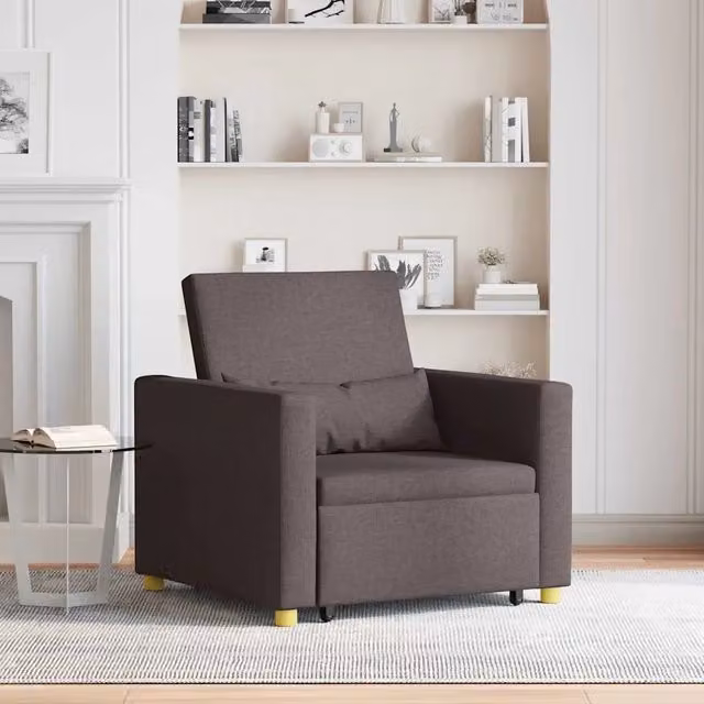 Divano letto estraibile singolo-Sofa Letto-Daybed Marrone scuro 90 x 165 x 87 cm