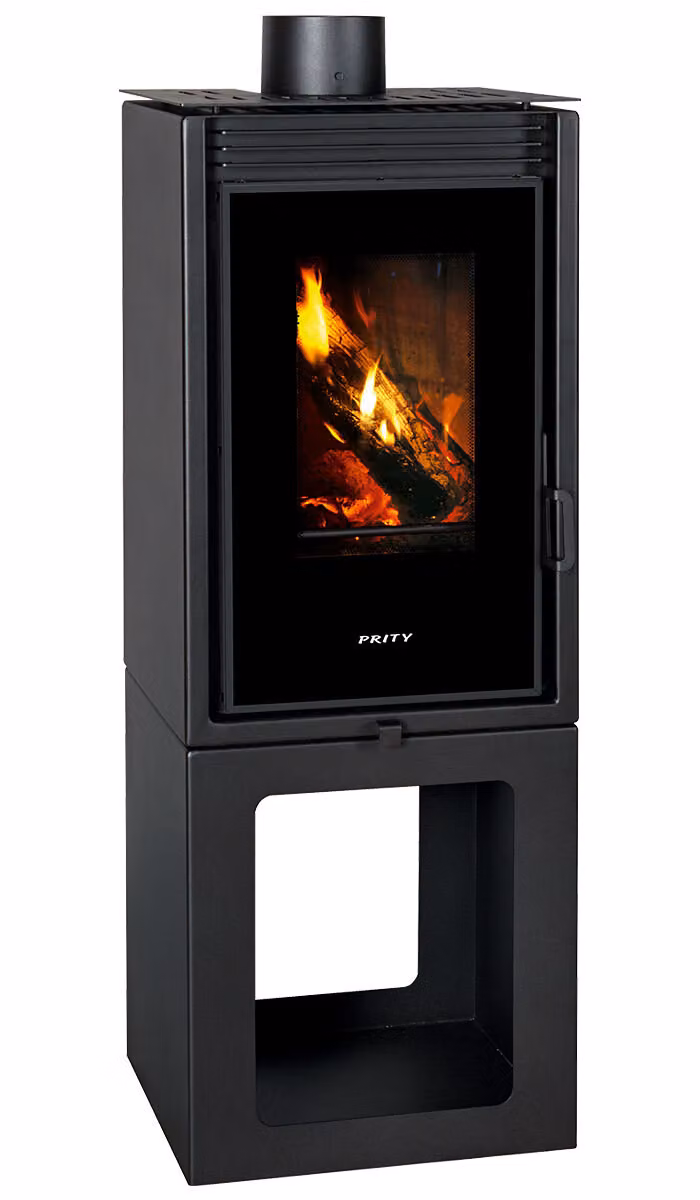 Stufa a legna Prity PMV-TV – 11 kW, con ampia finestra panoramica – Classe A