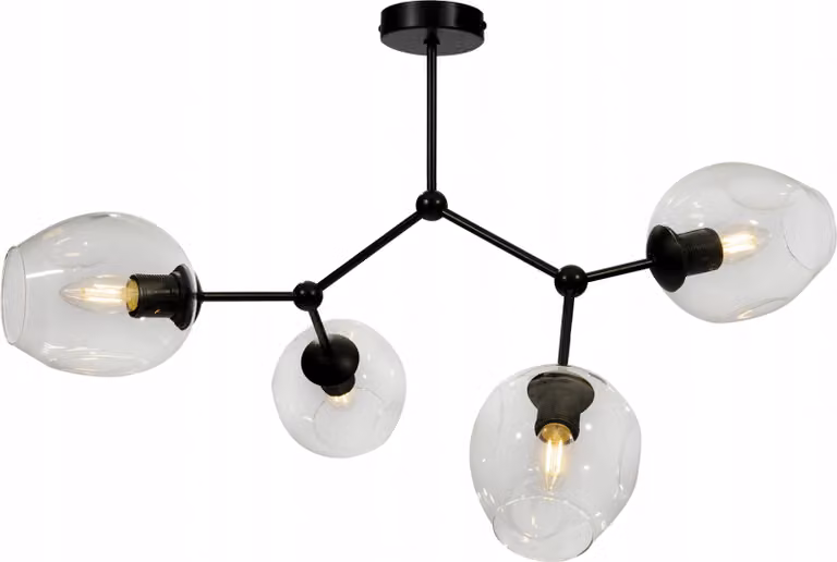 Light-Home Prage illuminazione da soffitto lampade da soffitto - lampada da soffitto industriale per soggiorno camera da letto e sala da pranzo - luce a sospensione in vetro con metallo a 4 luci - tesoro