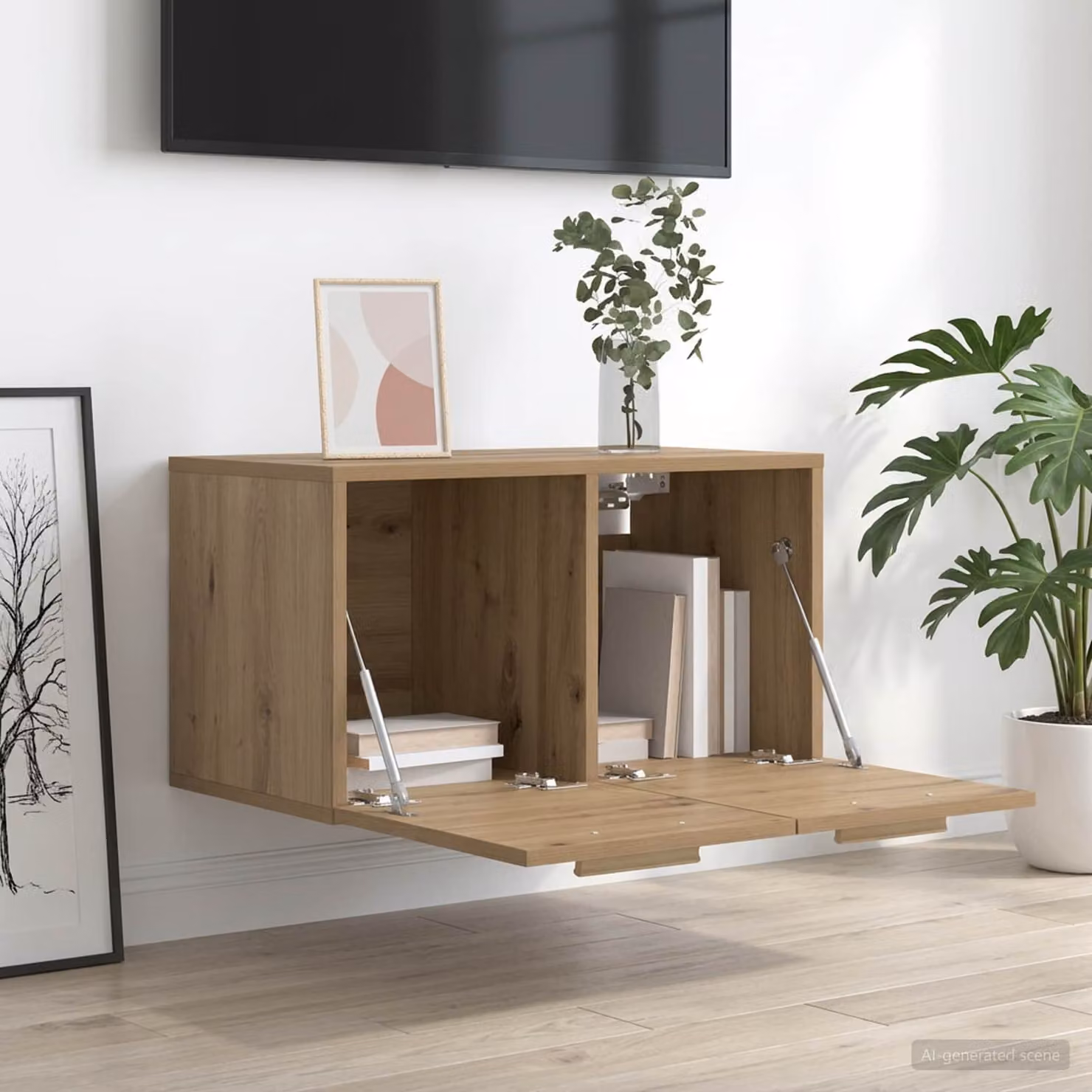 Armadietto a muro vidaXL in legno marrone con ante a battente e ripiani interni L: 60 cm, P: 36,5 cm, H: 35 cm